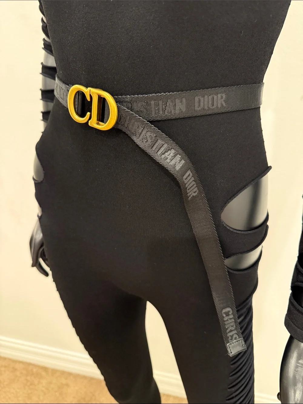 Christian Dior J’Adior Logo Ribbon Belt CD Buckle Black One Size NEW